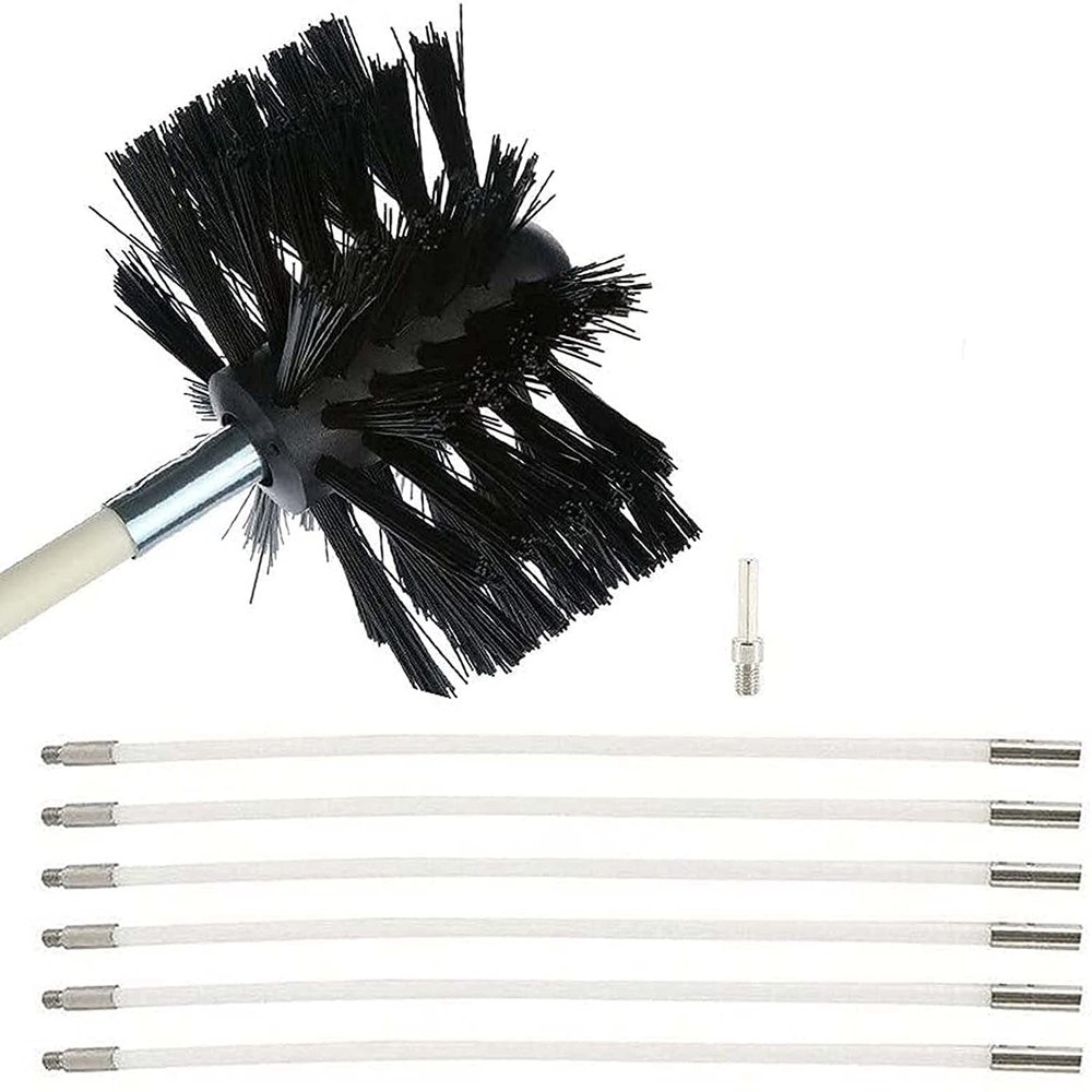 chimney sweep kit Chimney Brush Chimney Cleaning Brush And Rods Kit Electrical Drill Drive Sweeping Cleaning Tool Kits With 6/9/12/15/18 Nylon Flexible Rods 1 Brush Head ( Color : 6 Rods , Size : 410m