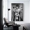Retro Drinking Girl Sitting on The Toilet Canvas Painting Modern Black White Poster And Prints Wall Canvas Painting Wall Art Poster for Bedroom Living Room Decor 12x18inch(30x45cm) Unframe-style-1 view 3