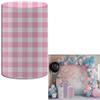 FiVan Baby Shower Party Plinth Cylinder Cover Gender Reveal Pink Mosaic Pattern Elastic Stretch Spandex Pedestal Cover NO-1882 view 1