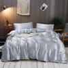 Rico Bedding 7 Pc Silk Satin Sheets| Silk Satin Duvet Cover| Silk Flat Sheet & Deep Pocket Fitted Sheet Set| Silky Smooth Pillowcases| Comfy & Luxurious Sheets Set|(Silver Grey/Twin XL) view 1