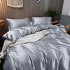 Rico Bedding 7 Pc Silk Satin Sheets| Silk Satin Duvet Cover| Silk Flat Sheet & Deep Pocket Fitted Sheet Set| Silky Smooth Pillowcases| Comfy & Luxurious Sheets Set|(Silver Grey/Twin XL) view 2