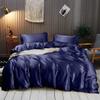 Rico Bedding 7 Pc Silk Satin Sheets| Silk Satin Duvet Cover| Silk Flat Sheet & Deep Pocket Fitted Sheet Set| Silky Smooth Pillowcases| Comfy & Luxurious Sheets Set|(Navy Blue/Full XL) view 1
