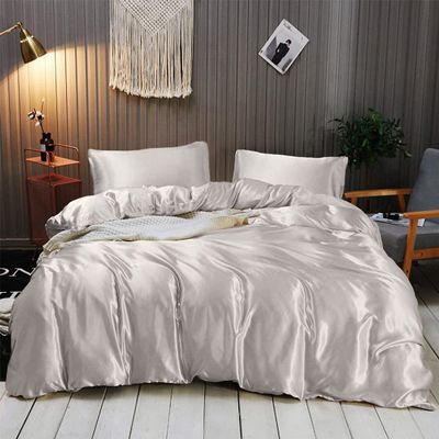 Rico Bedding 7 Pc Silk Satin Sheets| Silk Satin Duvet Cover| Silk Flat Sheet & Deep Pocket Fitted Sheet Set| Silky Smooth Pillowcases| Comfy & Luxurious Sheets Set|(Ivory/Twin)