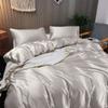 Rico Bedding 7 Pc Silk Satin Sheets| Silk Satin Duvet Cover| Silk Flat Sheet & Deep Pocket Fitted Sheet Set| Silky Smooth Pillowcases| Comfy & Luxurious Sheets Set|(Ivory/Twin) view 2