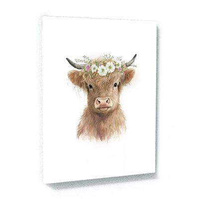 Sense Canvas Nursery Baby Highland Cow Boho 131 Canvas Art - Home Decor Wall Art Print Poster Painting Large 30x40 / 1.5"
