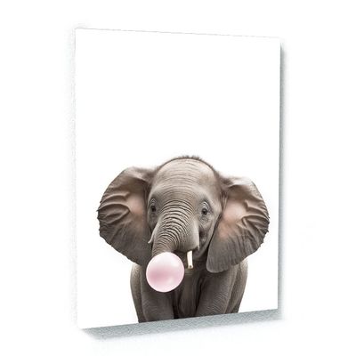 Sense Canvas Nursery Baby Elephant Bubble Gum 2 Canvas Art - Home Decor Wall Art Print Poster Painting Large 30x40 / 1.5"