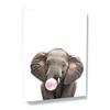 Sense Canvas Nursery Baby Elephant Bubble Gum 2 Canvas Art - Home Decor Wall Art Print Poster Painting Large 30x40 / 1.5" view 1