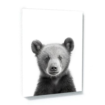 Sense Canvas Nursery Baby Bear Black White 186 Canvas Art - Home Decor Wall Art Print Poster Painting Large 30x40 / 1.5"