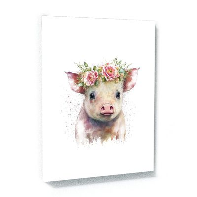 Sense Canvas Nursery Baby Pig Boho 104 Canvas Art - Home Decor Wall Art Print Poster Painting Large 30x40 / 1.5"