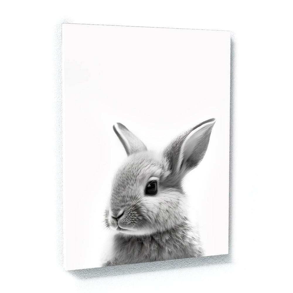 Sense Canvas Nursery Baby Rabbit Black White 177 Canvas Art - Home Decor Wall Art Print Poster Painting Large 30x40 / 1.5"