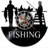 Music Vinyl Wall Clock 12Inch Go Fishing Art Decor Wall Clock Fisherman Modern Design Vinyl Record Hanging 3D Watches Handmade for Sea Humter view 1