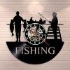 Music Vinyl Wall Clock 12Inch Go Fishing Art Decor Wall Clock Fisherman Modern Design Vinyl Record Hanging 3D Watches Handmade for Sea Humter view 2