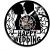 Black Vinyl Wall Clock 12Inch Happy Wedding Decorative Wall Clock Modern Design Couple Silhouette Vinyl Record Clock 3D Wall ClockHandmade Wedding view 1