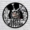 Black Vinyl Wall Clock 12Inch Happy Wedding Decorative Wall Clock Modern Design Couple Silhouette Vinyl Record Clock 3D Wall ClockHandmade Wedding view 4