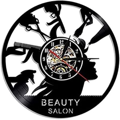 Music Vinyl Wall Clock 12Inch Barber Shop Hair Beauty Hairstyle Vinyl Record Wall Clock Modern Design Home Decor Hairdresser Tools Equipments Hanging Watch