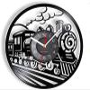 Music Vinyl Wall Clock 12Inch Steam Train Wall Clock Made of Real Vinyl Record Old Steam Engines Retro Wall ClockSteampunk Industrial Style Modern Artwork view 1