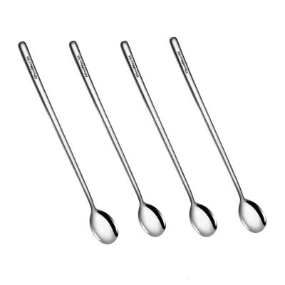 Bulk Spoons Set 304 Stainless Steel Long Handle Stirring Spoon Small Spoon Creative Ice Spoon Dessert Honey Spoon Spoons for Eating (Color : 1)