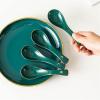 Bulk Spoons Set 4 Pieces Green Ceramic Dinner Spoon Exquisite Soup Spoon Dessert Spoon Multi-functional Hanging Storage Spoons for Eating view 4