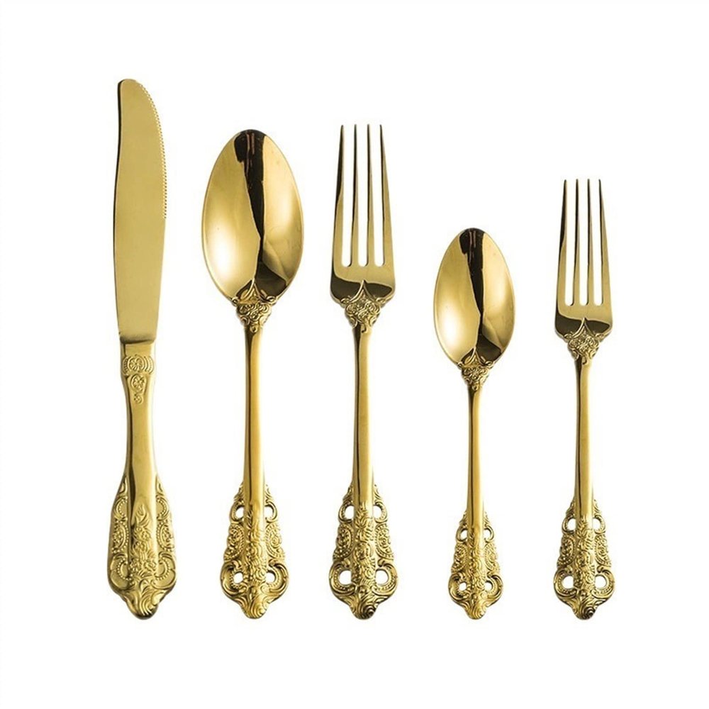 Bulk Spoons Set 304 Stainless Steel Tableware High-grade Western Tableware Set Personalized Relief Dessert Spoon Meal Spoon Spoons for Eating (Color : D)