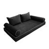Cover ONLY Model V4 Twin Velvet Contrast Pipe Indoor Daybed Mattress Cushion AD350 view 1