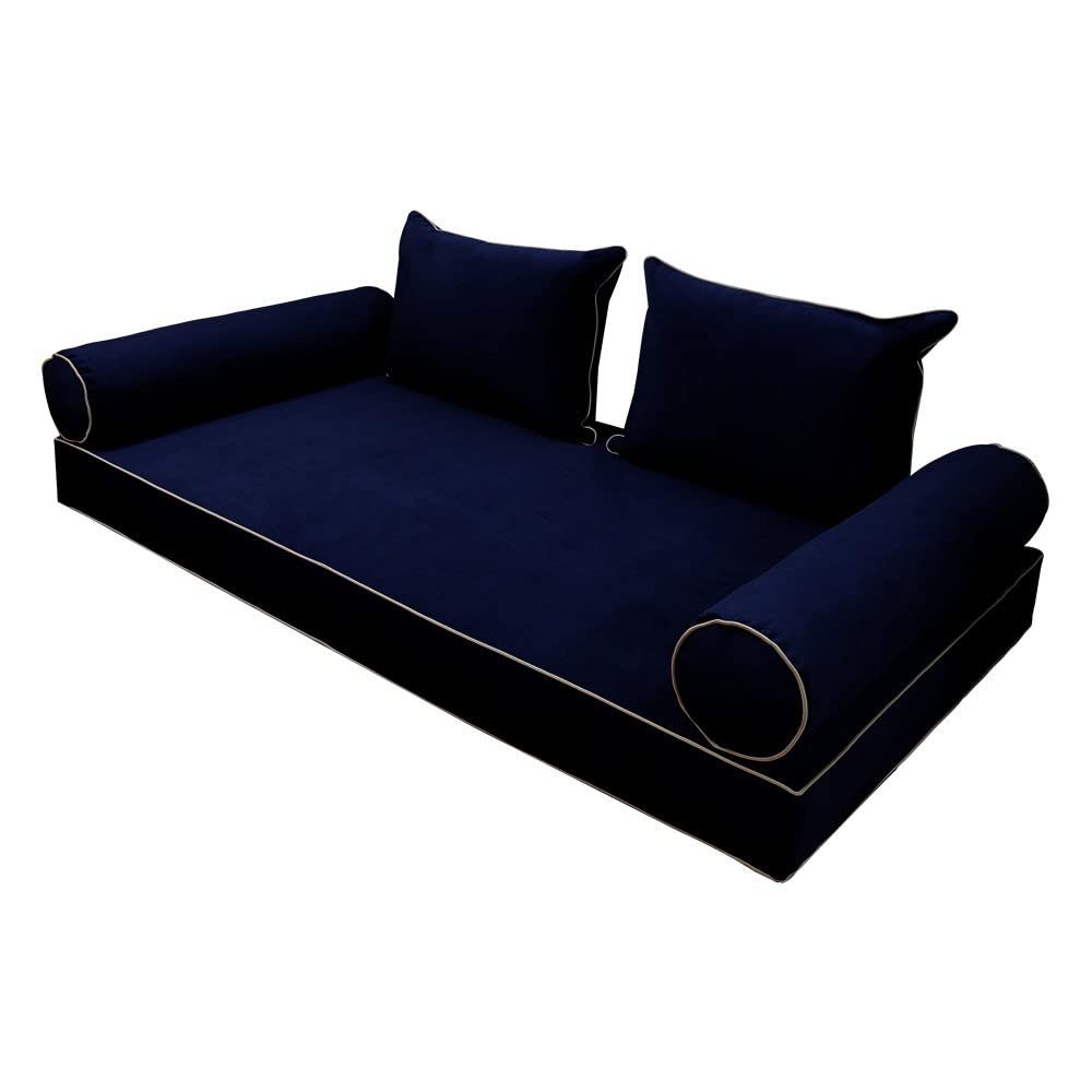 SLIPCOVER ONLY S.V4 Velvet Indoor Daybed Mattress Pillow Contrast Trim Twin-XL AD373