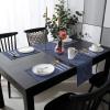 Abstract Navy Table Runner with Placemats Set of 6, Cotton Linen Kitchen Dining Mats Long Table Cover 13"x90" Blue Modern Geometric Mountain Line Art Table Mats Set for Living Room/Dining Table view 3