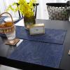 Abstract Navy Table Runner with Placemats Set of 6, Cotton Linen Kitchen Dining Mats Long Table Cover 13"x90" Blue Modern Geometric Mountain Line Art Table Mats Set for Living Room/Dining Table view 4