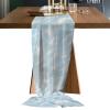 Abstract Blue Chiffon Table Runner 120 Inches Long, Voile Sheer Tulle Runner for Rustic Wedding Reception Bridal Shower Decorations Birthday Party, Minimalistic White Gradient Water Ripple view 1