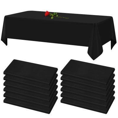 12 Pack Black Tablecloths for Rectangle Tables Stain and Wrinkle Resistant Washable Polyester Tablecloth 60 x 102 Inch Table Cloth Rectangle Table 6 Foot Rectangle Table Cloth for Wedding Party