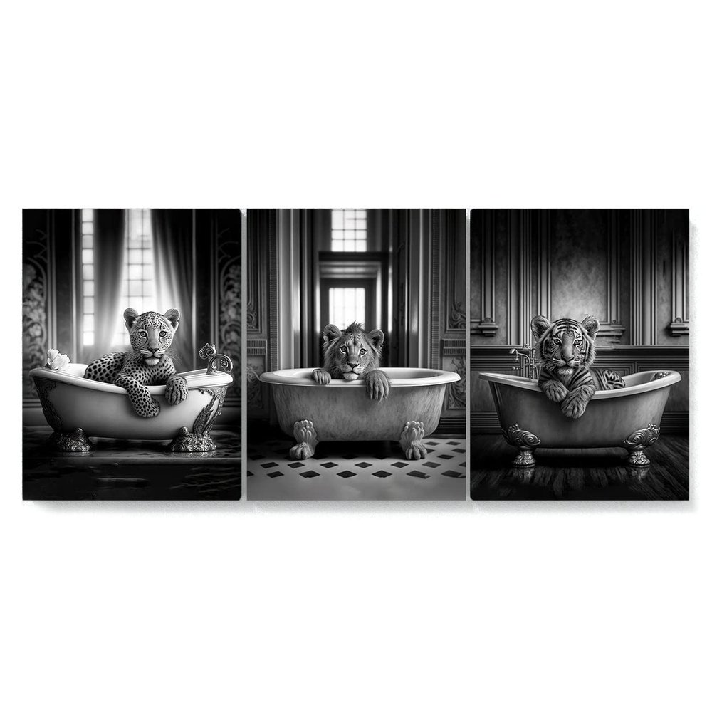 Sense Canvas Nursery Baby Leopard Lion Tiger 1 Canvas Art - Home Decor Wall Art Print Poster Painting Large 3x | 30x40 / 0.75"