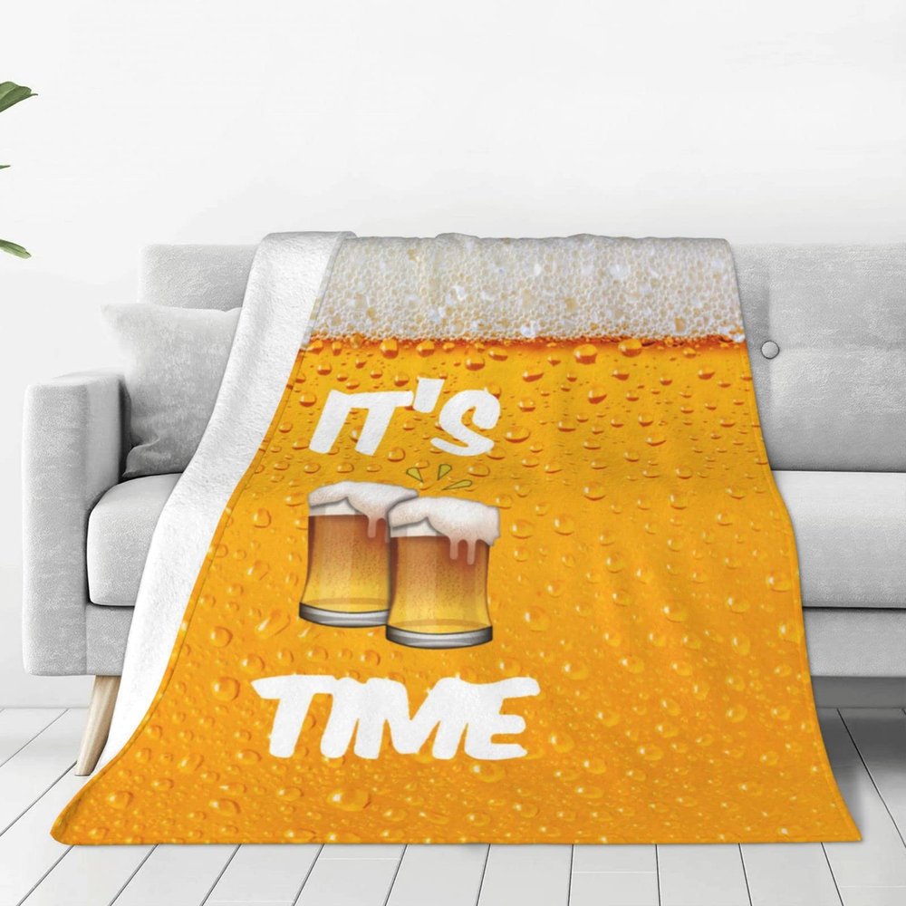 Blanket Its Beer Time Flannel Blankets Lightweight Soft Fuzzy Plush Blanket for Couch Sofa Bed Living Room Air Conditioning Blanket 50"X40"
