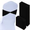 CHENGU 100 Pcs Spandex Chair Sashes Plain Bow Wedding Royal Chair Bands Without Buckle Birthday Decorations Elastic Ties Spandex Slider Sashes for Events Party Ceremony(Black) view 1