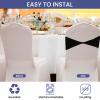 CHENGU 100 Pcs Spandex Chair Sashes Plain Bow Wedding Royal Chair Bands Without Buckle Birthday Decorations Elastic Ties Spandex Slider Sashes for Events Party Ceremony(Black) view 3