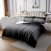 Castle Fairy Black Grey Bedspread Twin Size Abstract Ombre Comforter Set 3D Geometric Stripes Bedding Set 2pcs for Kids Boys Men Home Room Decor Modern Lightweight Quilt Set with 1 Pillowcase view 3