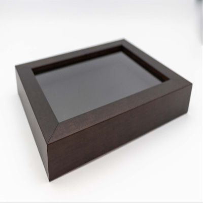 Dark Brown 13x13 Wood Shadow Box Display Frame with Black Acid-Free Backing UV Acrylic & Hanging Hardware - with 3/4" Usable Depth - Makes Great T Shirt Display Frame Shadowbox