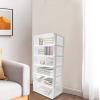 6 Tier Rolling Storage Cart with Clear Drawers, Black&White Frame Storage Tower Plastic Drawer Storage Organizer for Closet, Office, Living Room, Hallway, Dormitory (White+Clear) view 2