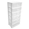 6 Tier Rolling Storage Cart with Clear Drawers, Black&White Frame Storage Tower Plastic Drawer Storage Organizer for Closet, Office, Living Room, Hallway, Dormitory (White+Clear) view 4