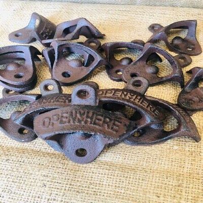50 Cast Iron Open Here Wall Mounted Bottle Openers Rustic Beer Pop Bar Kitchen - drstore