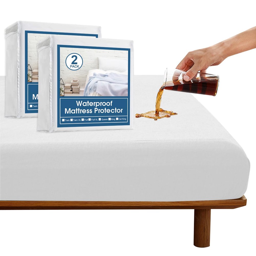 2 Pack Twin XL Mattress Protector Waterproof up - 14" Noiseless & Breathable Mattress Topper Pad Cover Twin Extra Long Fitted Sheets, Machine Washable