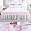 Elegant Lace Mesh Ruffled Bedskirt,Wrap-Around Bed Skirt Bed Sheet Case Dust Sheet,15.7" Drop view 2