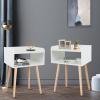 ACEHOME Nightstand Set of 2, Small Nightstands Beside Table, Small Midcentury Mordern Nightstand, Wood Beside Tables Nightstand, White view 1