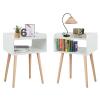 ACEHOME Nightstand Set of 2, Small Nightstands Beside Table, Small Midcentury Mordern Nightstand, Wood Beside Tables Nightstand, White view 3