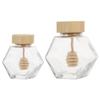 2pcs glass jar with lid cover with cover honey jar syrup dispenser stirring rod food dispenser sealing honey jar Honey glass canister with lid Sealed jar honey syrup tea set view 1