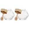 2pcs honey container wooden mini jam jars mini sealed bottle jar clear container cereals with cover stick thicken honey syrup Glass tea set glass jar with lid view 1