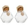 2pcs honey container wooden mini jam jars mini sealed bottle jar clear container cereals with cover stick thicken honey syrup Glass tea set glass jar with lid view 2