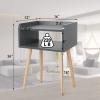 ACEHOME Nightstand, Small Nightstands Beside Table, Small Midcentury Mordern Nightstand, Wood Beside Tables Nightstand, Grey view 3