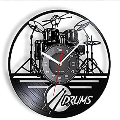 12 Inch Round Wall Clock Drummers Drum Wall Clock Music Instrument Drum Kit Wall Decor Vinyl Record Wall Clock Music Lover Drummers Gift Gift