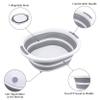 Collapsible Dishpan 7.5L Plastic Sink Dish Basin Cutting Board Foldable Food Tub for BBQ Picnic Camping Portable Washing Dishes Basket Space Saving Gray view 2