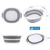 Collapsible Dishpan 7.5L Plastic Sink Dish Basin Cutting Board Foldable Food Tub for BBQ Picnic Camping Portable Washing Dishes Basket Space Saving Gray view 3
