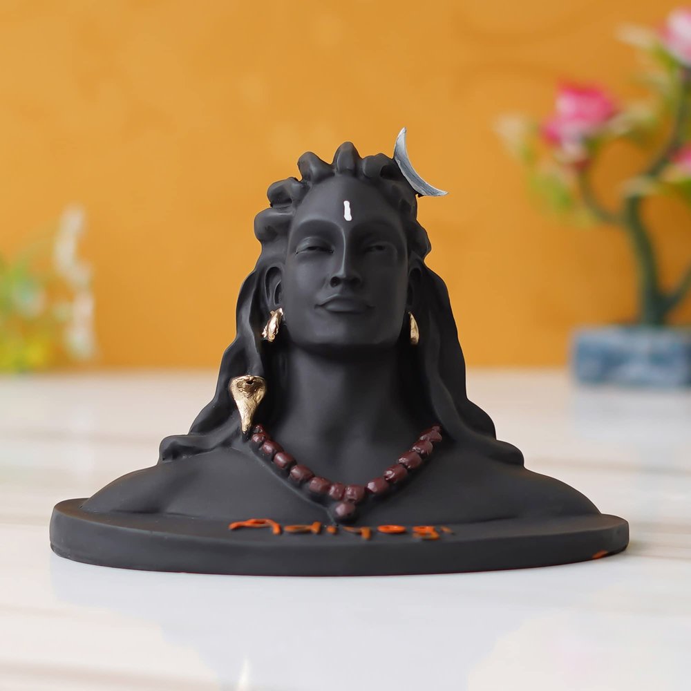 Adiyogi for Car Dashboard/Murti/Statue Adiyogi Shiva Black Matte Finish Idol Murti for Mandir